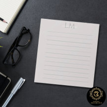 Modern Taupe Gray Monogram Stationery