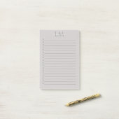 Modern Taupe Gray Monogram Stationery Post-it Klebezettel (Auf Schreibtisch)