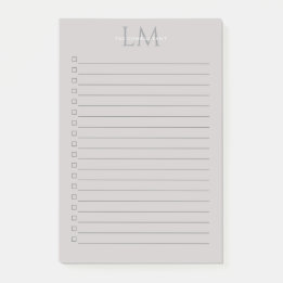 Modern Taupe Gray Monogram Stationery Post-it Klebezettel