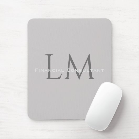 Modern Taupe Gray Monogram Workspace Accent Mousepad (Mit Mouse)