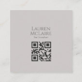 Modern Taupe Gray QR Code Square Business Branding Telefonnummerkarte (Rückseite)