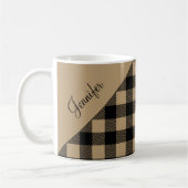 Modern Taupe Kariert Karo Muster Name Kaffeetasse (Links)