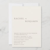 Modern Taupe Minimalist Wedding 2 Sided QR Code Einladung (Vorderseite)