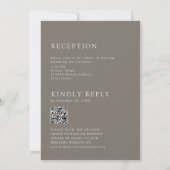 Modern Taupe Minimalist Wedding 2 Sided QR Code Einladung (Rückseite)
