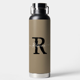 Modern Taupe Monogram Script Name Trinkflasche