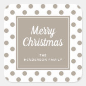 Modern Taupe Script Frohe Weihnachten Quadratischer Aufkleber (Vorderseite)