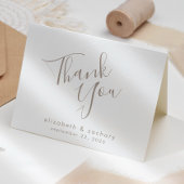 Modern Taupe Script Wedding Vielen Dank Karte