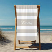 Modern Taupe Stripe Name Strandtuch