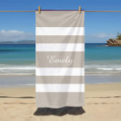 Modern Taupe Stripe Name Strandtuch