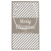 Modern Taupe Stripes Script Frohe Weihnachten Kleine Geschenktüte (Rückseite)