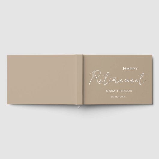 Modern Taupe White Happy Retirement Personalized  Gästebuch (Voll)