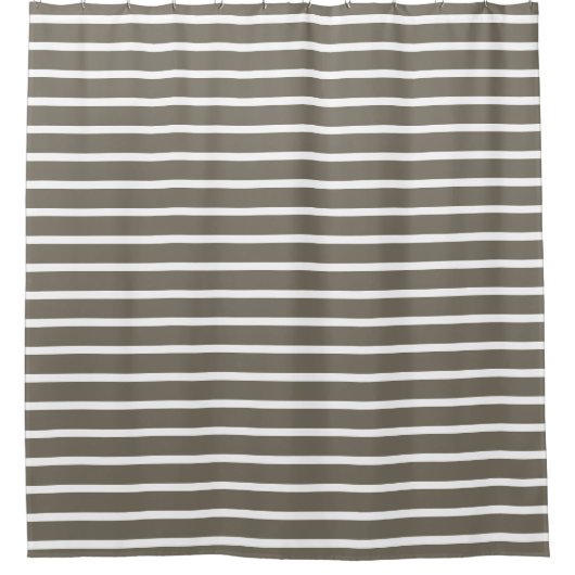 Modern Taupe & White Striped Duschvorhang (Vorderseite)