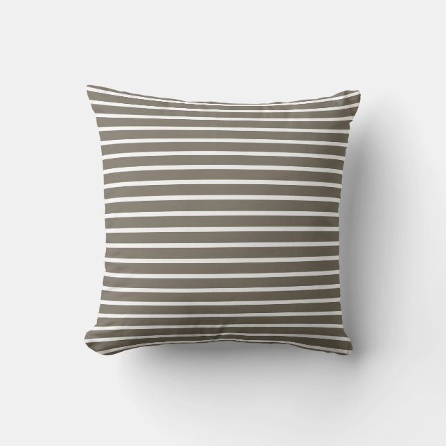 Modern Taupe & White Striped  Kissen (Vorderseite)