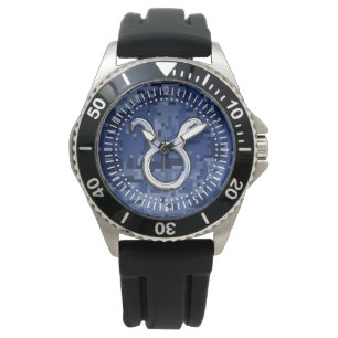 Modern Taurus Zodiac Sign Blue Camouflage Dial Armbanduhr