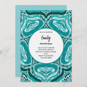 Modern Teal Abstract Pattern Einladung (Vorne/Hinten)