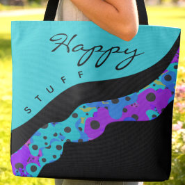 Modern Teal Black And Purple Wave Tasche