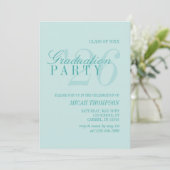 Modern Teal Blue Photo Graduation Party Einladung (Stehend Vorderseite)