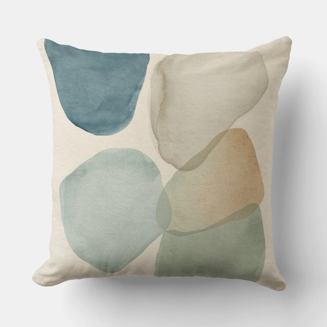 Modern Teal Blue Sage Green Abstract Color Block Kissen (Vorderseite)