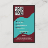 Modern Teal Burgundy Bakery Logo and QR Code   Visitenkarte (Rückseite)