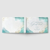 Modern Teal Gold Abstract Beach Wedding Gästebuch (Voll)