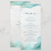 Modern Teal Gold Abstract Beach Wedding Menükarte (Vorne/Hinten)