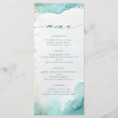 Modern Teal Gold Abstract Beach Wedding Menükarte (Vorderseite)