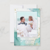 Modern Teal Gold Abstract Beach Wedding Photo Dankeskarte (Rückseite)