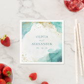 Modern Teal Gold Abstract Beach Wedding Serviette (Beispiel)