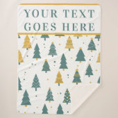 Modern Teal & Gold Christmas Tree Custom Text Sherpadecke (Vorderseite)
