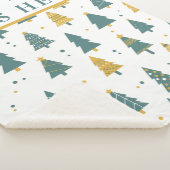 Modern Teal & Gold Christmas Tree Custom Text Sherpadecke (3/4)