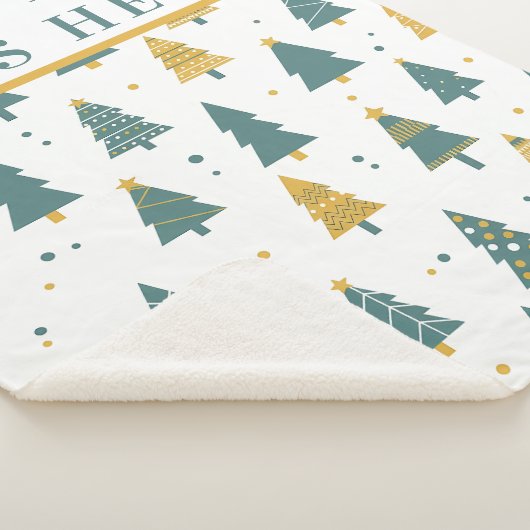 Modern Teal & Gold Christmas Tree Custom Text Sherpadecke (3/4)