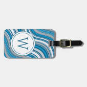 Modern Teal Green Metallic Monogram Initial  Gepäckanhänger (Vorderseite horizontal)