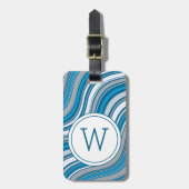 Modern Teal Green Metallic Monogram Initial  Gepäckanhänger (Vorderseite vertikal)