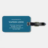 Modern Teal Green Metallic Monogram Initial  Gepäckanhänger (Rückseite horizontal)