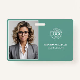 Modern Teal Green Minimal Company Employee Photo Ausweis