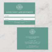 Modern Teal Green Professional Simple Reminder Terminkarte (Vorne/Hinten)