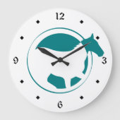 Modern Teal Horse Circle Große Wanduhr (Vorderseite)