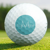 Modern Teal Monogram Personalized Elegant Golfball