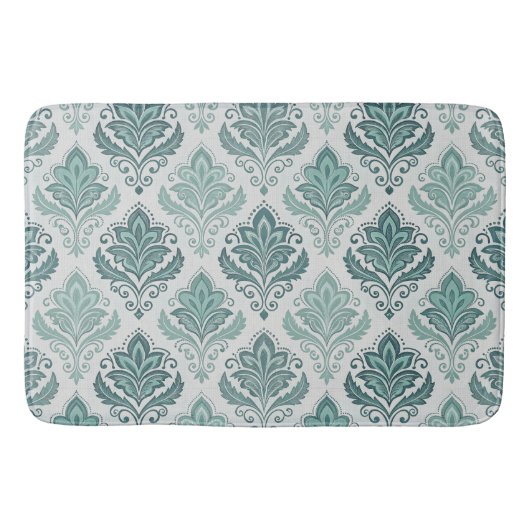Modern Teal Nordic Damask Badematte (Vorderseite)