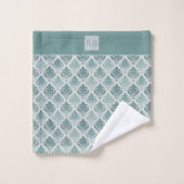 Modern Teal Nordic Damask Badhandtuch Set (Waschlappen)