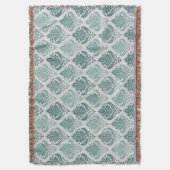 Modern Teal Nordic Damask Decke (Vorderseite Vertikal)
