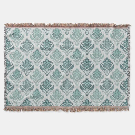 Modern Teal Nordic Damask Decke (Vorderseite)