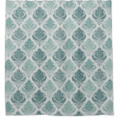 Modern Teal Nordic Damask Duschvorhang (Vorderseite)