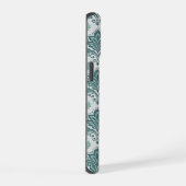 Modern Teal Nordic Damask iPhone 15 Hülle (Rechte Seite)