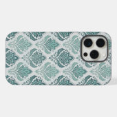 Modern Teal Nordic Damask iPhone Hülle (Rückseite (Horizontal))
