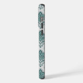 Modern Teal Nordic Damask iPhone Hülle (Linke Seite)