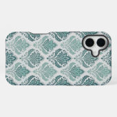 Modern Teal Nordic Damask iPhone Hülle (Rückseite (Horizontal))