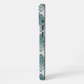 Modern Teal Nordic Damask iPhone Hülle (Linke Seite)