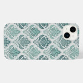 Modern Teal Nordic Damask iPhone Hülle (Rückseite (Horizontal))