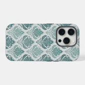 Modern Teal Nordic Damask iPhone Hülle (Rückseite (Horizontal))